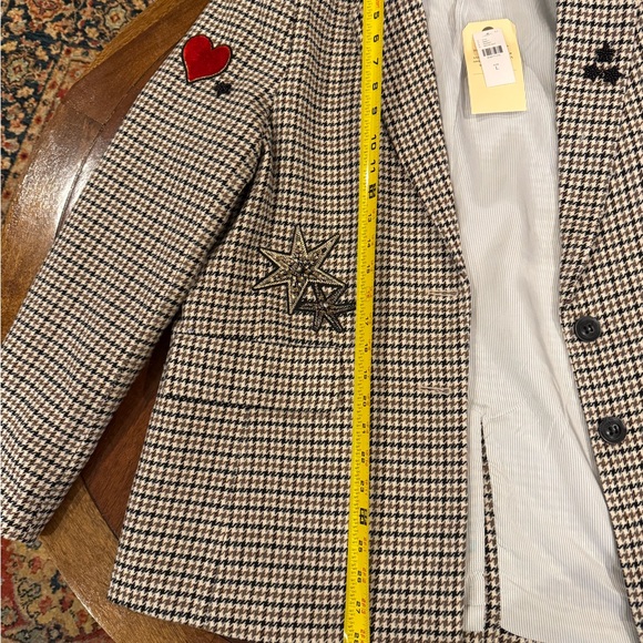 NWT Anthropologie Appliqué Women's Houndstooth Blazer with Gorgeous Beading L - Picture 16 of 16